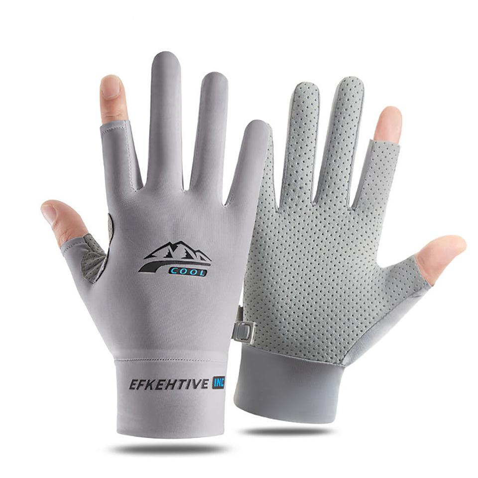 Loogdeel Sonnenschutz Angelhandschuhe Eisseide Sport Radfahren Laufen Angelhandschuhe Unisex Anti-Rutsch Atmungsaktiv Anti-UV Handschuhe