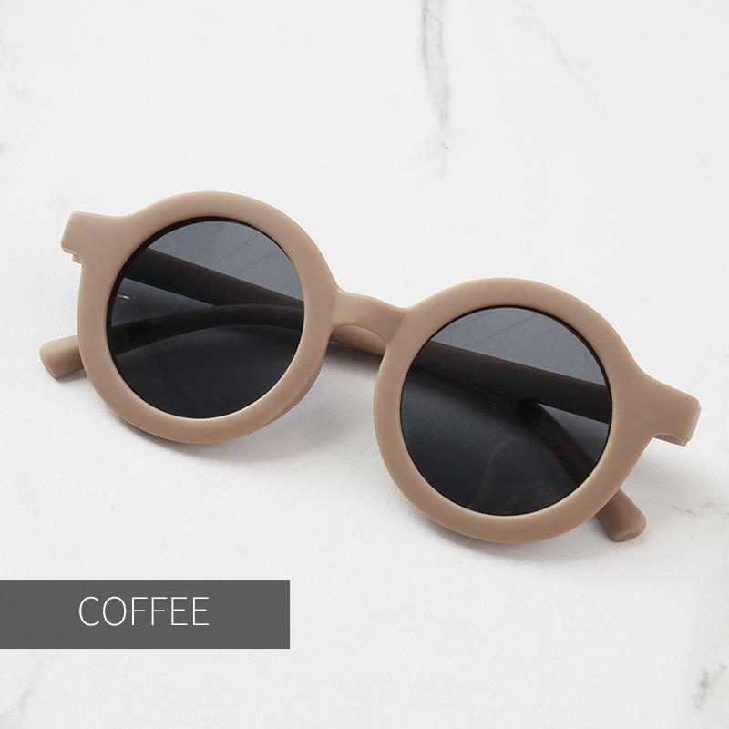 Baby Sunglasses Matte Children's Sunglasses Trendy Round Frame Retro Mocha Colored Glasses  Anti Purple Line