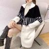 Autumn Winter Women Coat New Mink Velvet Thick Loose Sweater Collar Medium Long Knitted