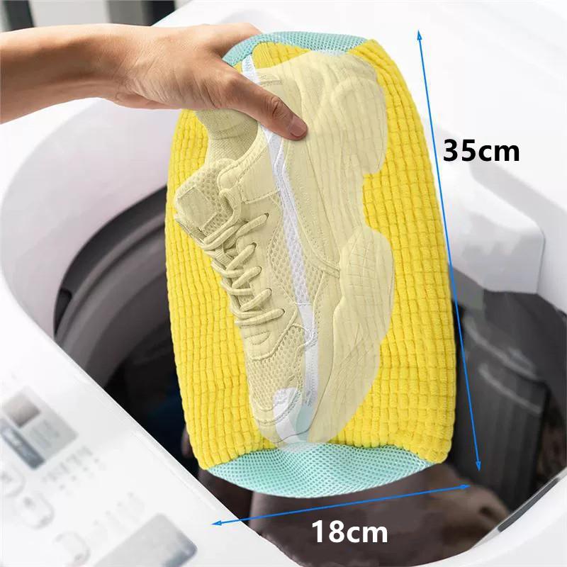 Schuhe waschen Tasche Gepolstertes Netz Wäsche Schuhe Schutz Flauschige Fasern Polyester Schuhe waschen Maschine Wäschebeutel Trockenbeutel