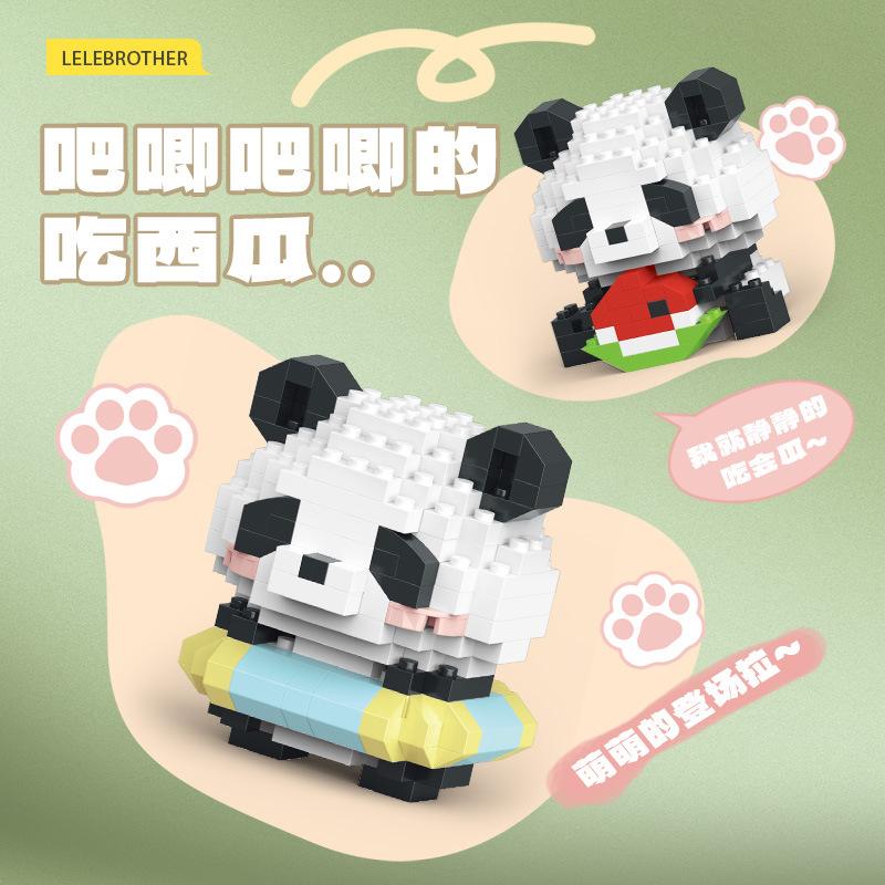 Neue niedliche Panda-Puppe Schaukelstuhl isst täglich Bambus Serie Baustein Desktop-Ornamente Geburtstag Festival DIY Kindergeschenke