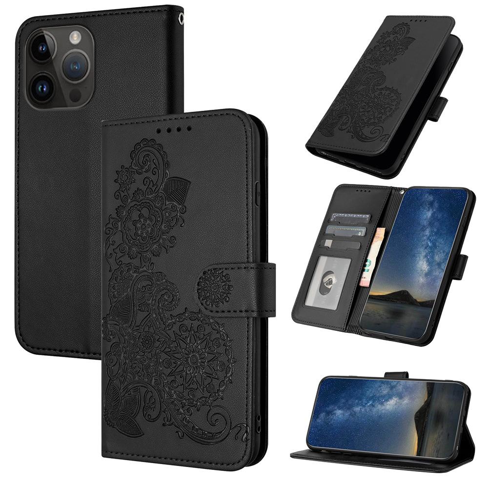 Suitable for Samsung S24 Mandala Flower A55 Solid Color Sunflower Mobile Phone Leather Case Flip Card Anti-drop A73