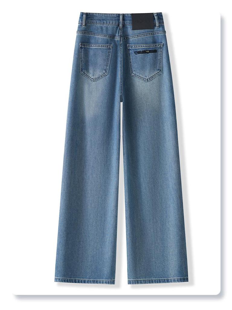 Damen Schlankmachende High-Waist Weitbeinjeans - Retro Straight-Leg Hose für Frühling & Herbst