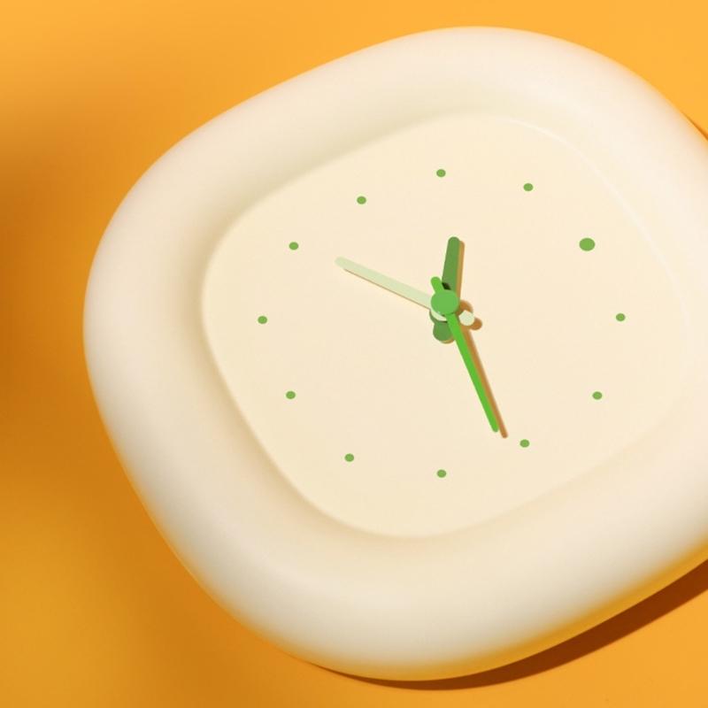 Noiseless Bubble Shape Desk Clock ABS Creamy Yellow Modern Wall Clock Battery Operated Home Office Desktop Decoration
