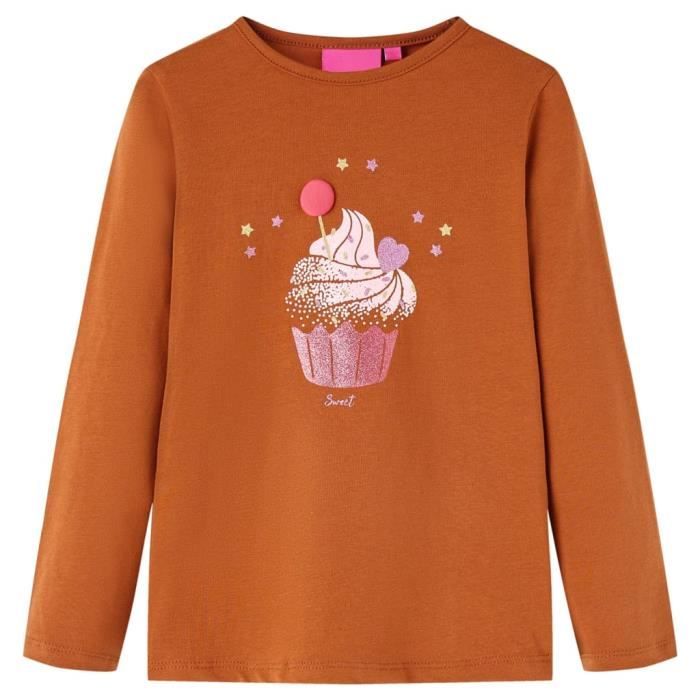 T-shirt enfants à manches longues imprimé crème glacée 2 couleurs et 5 dimensions disponibles