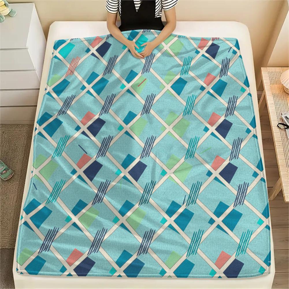 

1Pc Simple Geometry Print Flannel Blanket, High quality Comfortable for All Seasons, Home Decor, Warmth and Comfort, Perfect for Christmas Gifts W22 80cm x 120cm