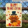 2D Flat Happy Thanksgiving Cute Turkey Pumpkin Fall Metal Sign - 8.0x12.0inch Aluminum Wall Art, Vintage Autumn Harvest Front Porch Decor