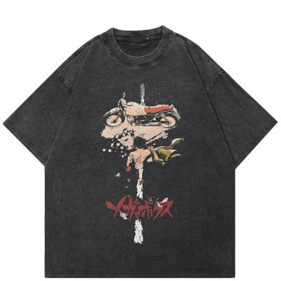 Camiseta gráfica de motocicleta streetwear, camiseta preta lavada de algodão, tops unissex, camisetas de verão, manga curta