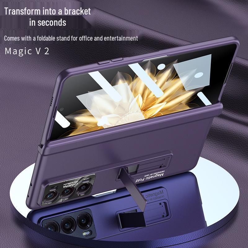 Magnetic Hinge Ultra-Thin Frosted Hard Shell Case for Honor Magic V2 - Stylish with Huawei V2 Bracket