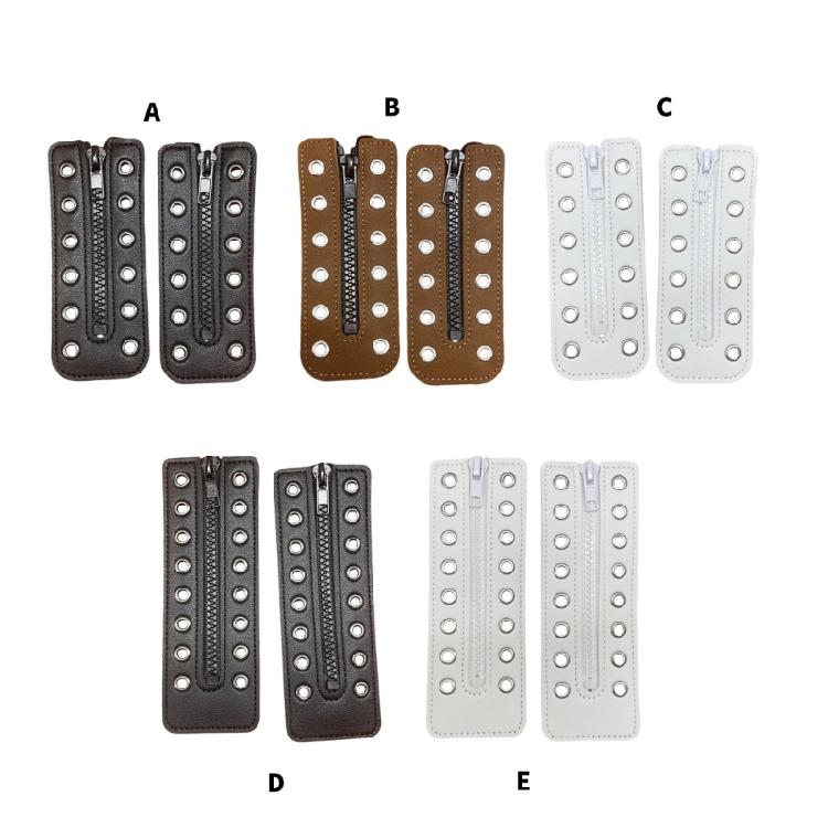 Waterproof PU Leather Shoelace Zippered Closure Replacement with 8 Holes for Men Women Boot Footwear Accessories