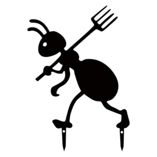 Metal Ant Garden Stake Decorative Mouse with Scissors Sign Black Ant Silhouette Sign with Stake for Patio Yard Lawn Art Decoration