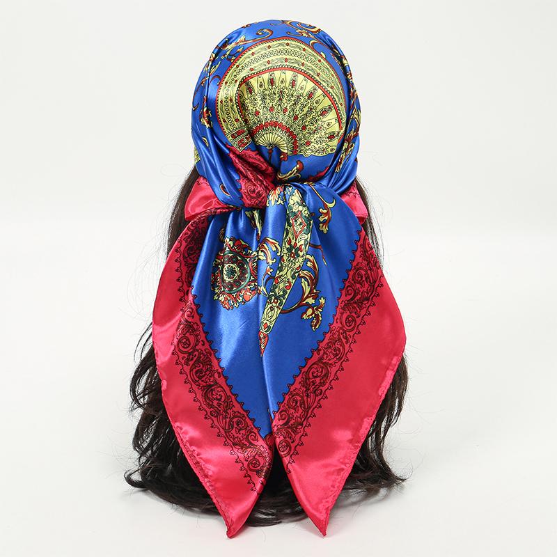 Silk Shawl Square Scarf For Women Print Headband Foulard Satin Hijab Hair Bands Neckerchief Female Head Wraps Bandana