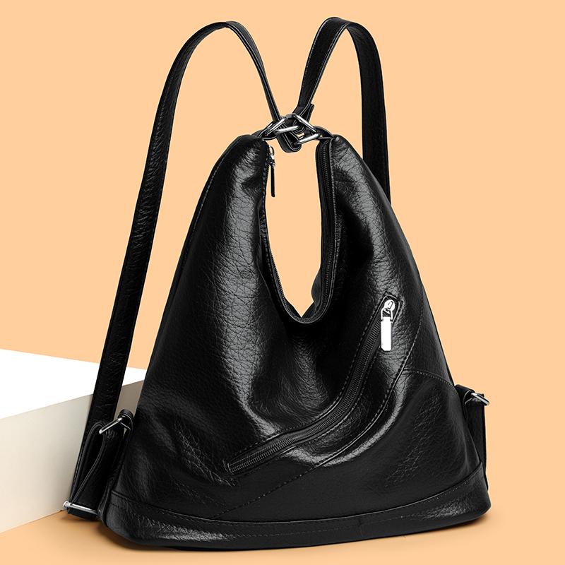 Vintage PU Leather Multifunctional Women Backpack Large Capacityf Commute Female Shoulder Crossbody Bags Travel School Backpacks