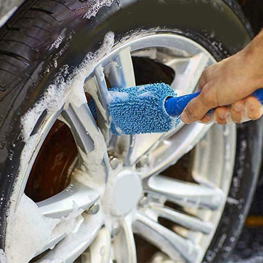 Car Wheel Cleaning Brush Wash Detailing Tools Soft Microfiber Tire Wheel Rim Cleaner Auto Detailing Wash Brush