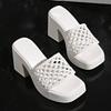 Fashion Trend Women Summer New Simple Outdoor Slip-on Square Heel Sandals 2024 Fashion Designer Women Casual Slippers Shoes for Women