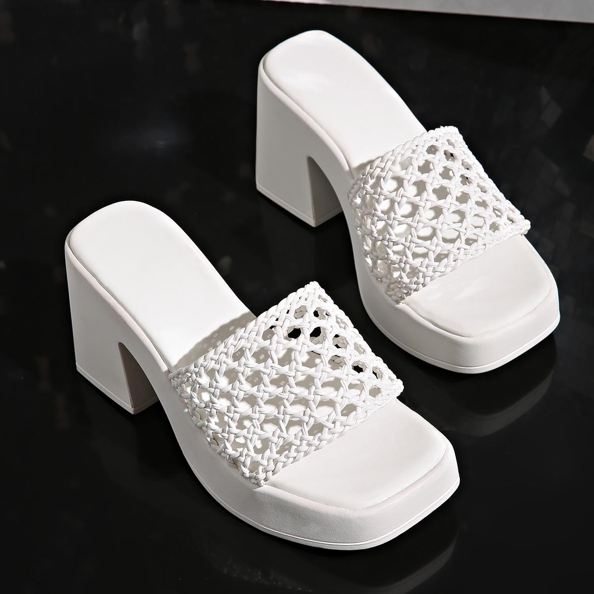 

Fashion Trend Women Summer New Simple Outdoor Slip-on Square Heel Sandals 2024 Fashion Designer Women Casual Slippers Shoes for Women 35 белый