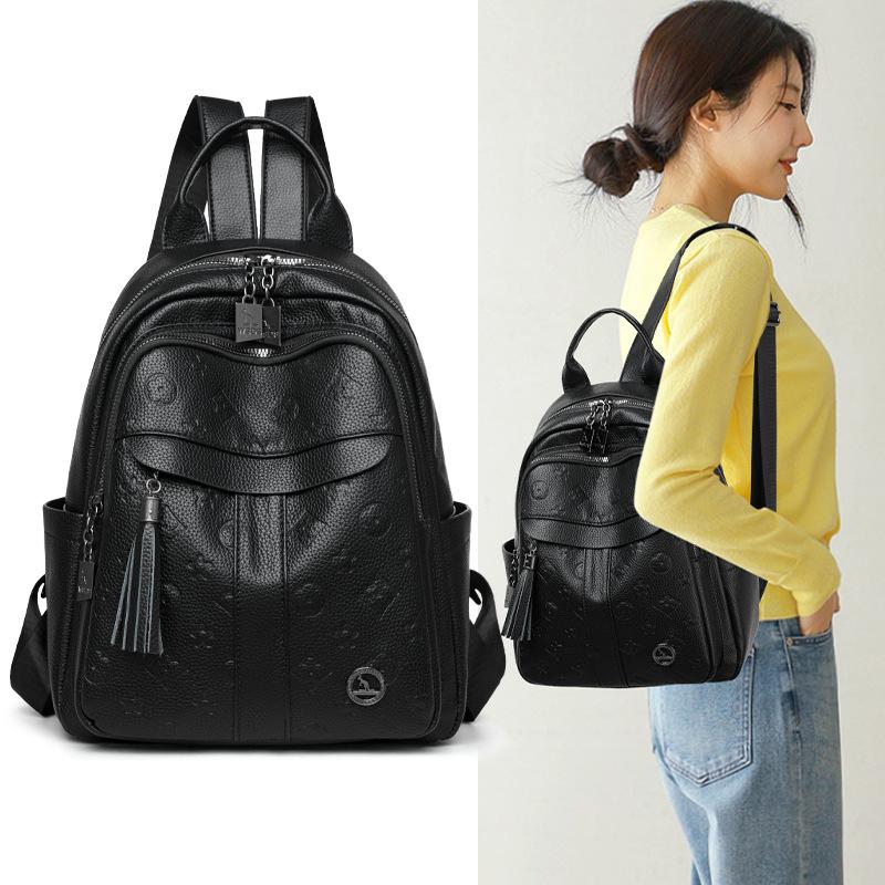 Schoolbag Premium Textured Women's Backpack 1011 New Fashion Versatile Portable Shoulder Bag Exquisite Light Luxury Backpack Women's Bag