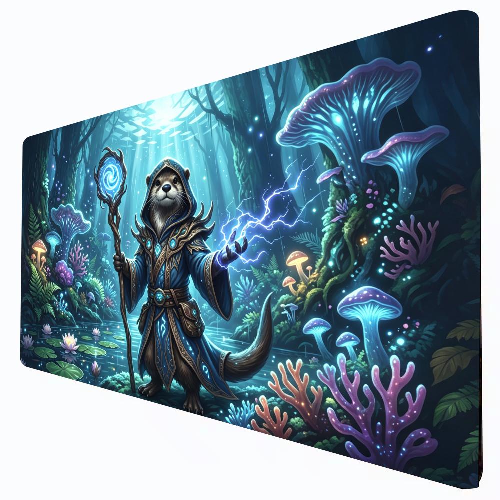 Magic Card Playmat Cute Otter Magician Anime TCG Play Mat Gathering Gaming Desk Mat MTG Non-Slip Durable Stitched Edge Mousepad