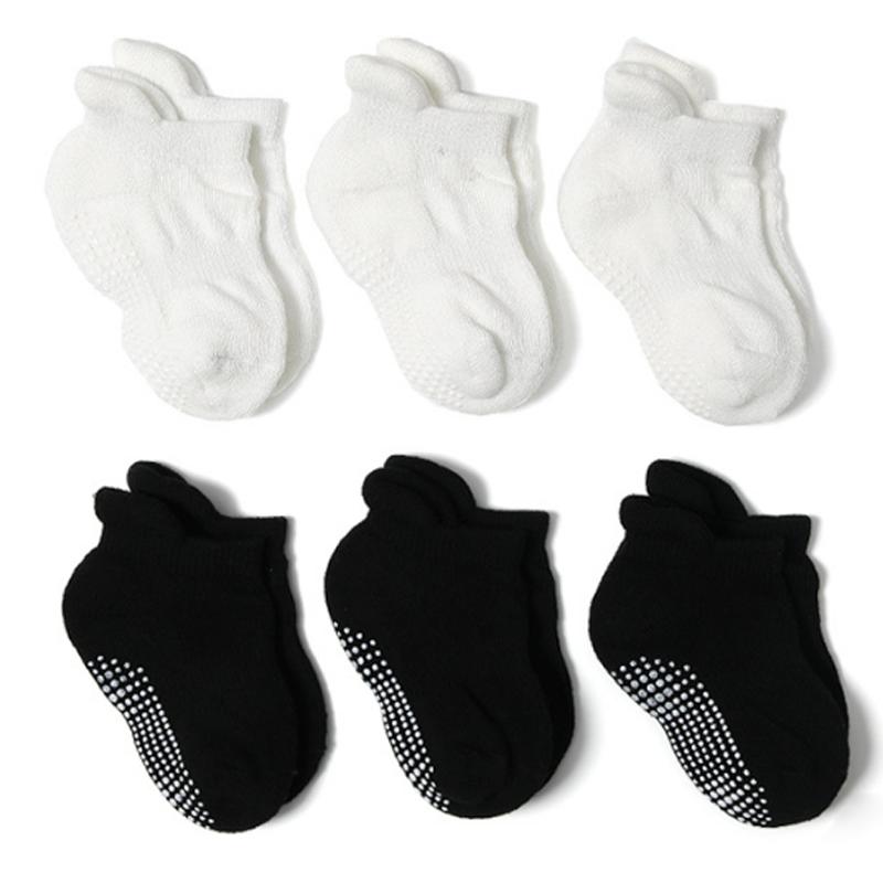 3Pair/lot New Black/white Children's Socks Baby Casual Non-slip Children's Baby Socks