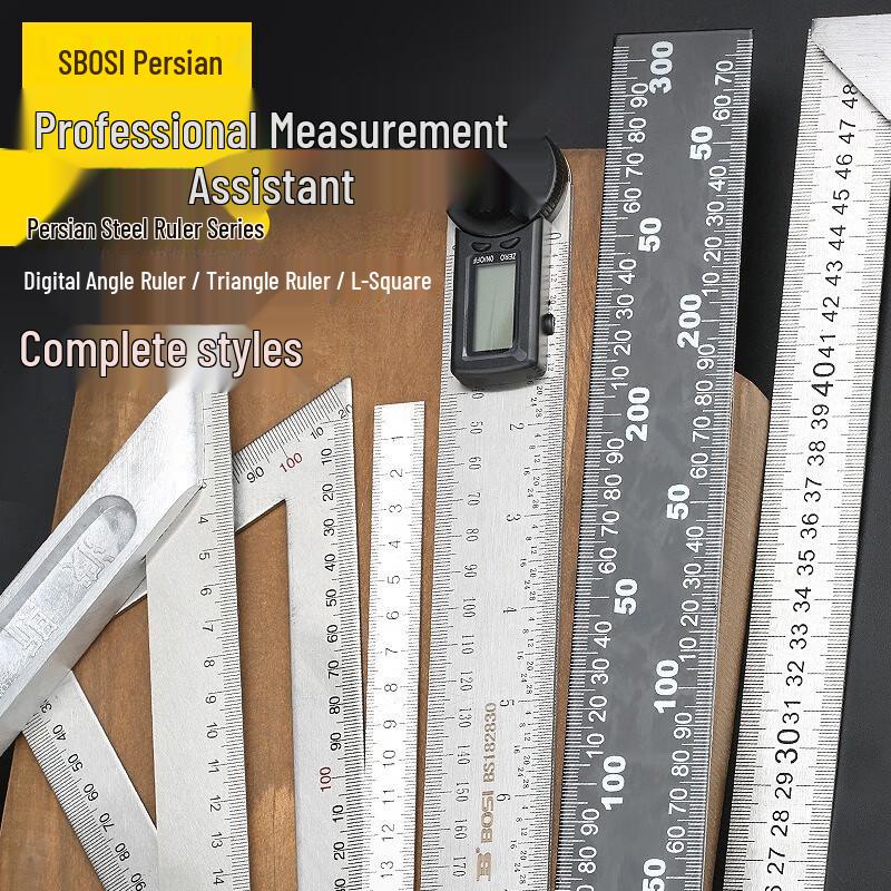 Bosi Aluminum Handle Stainless Steel Triangle Ruler