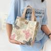 Cute Canvas Lunch Bag Large Capacity Waterproof Tote Bag Print Lunch Box Handbag for Women