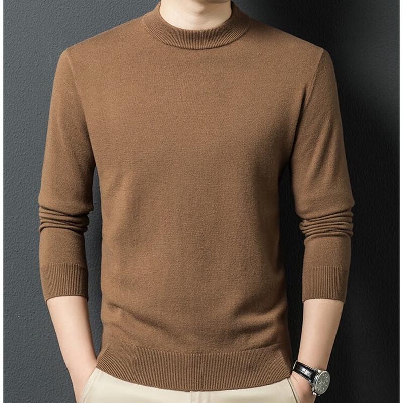 Yiliteng Men's 100% Merino Wool Mock Neck Pullover Sweater