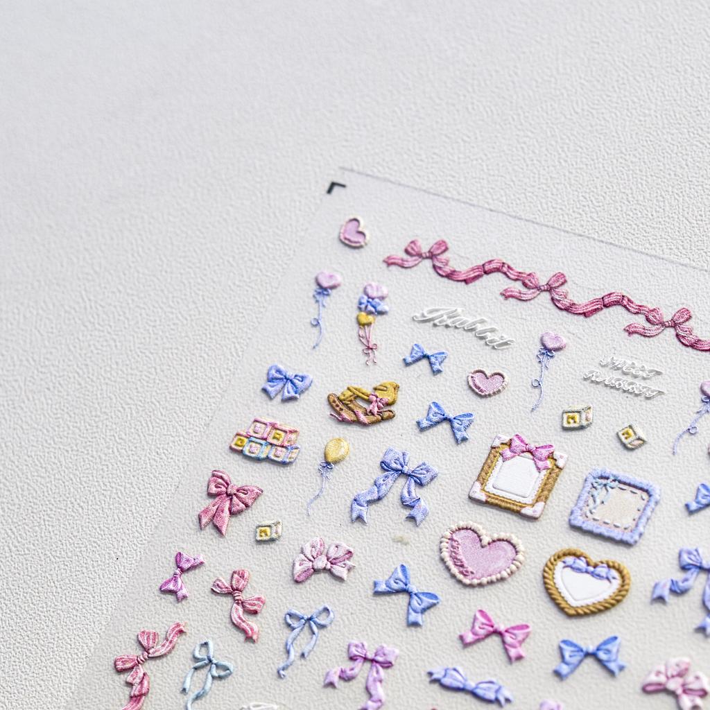 Präglade Färgglada Rosett Nagelklistermärken DIY Gör Kreativa Dekorativa Klistermärken