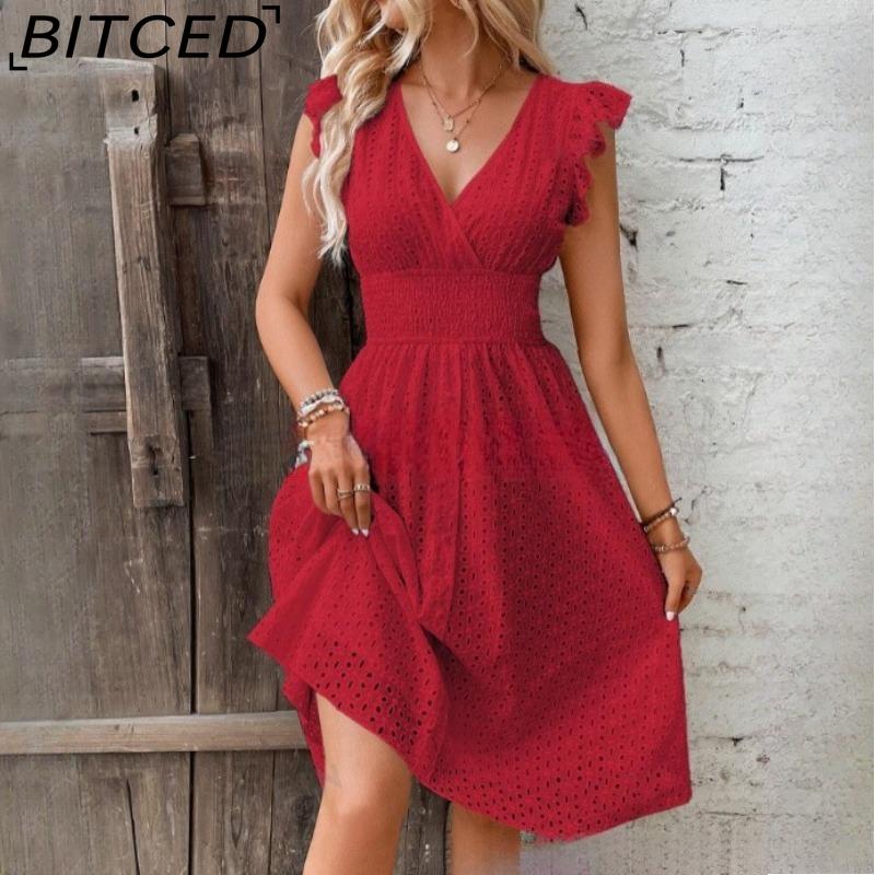 BITCED Women's Multi-Coloured Summer Sleeveless Elegant Dress
