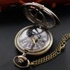 Bronze Strange Eyes Gemstone Pendant for Men and Women Quartz Pocket Watch Retro Fashion Necklace Accessories Best Student Gift