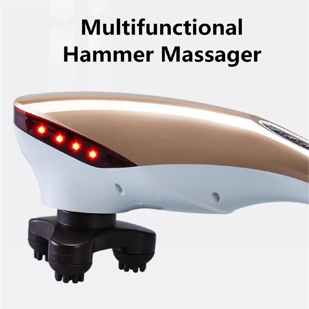 Handheld Electric Vibrating Neck Back Massager Relax Body Warm Moxibustion Nursing Device Multifunctiona Hammer Massager