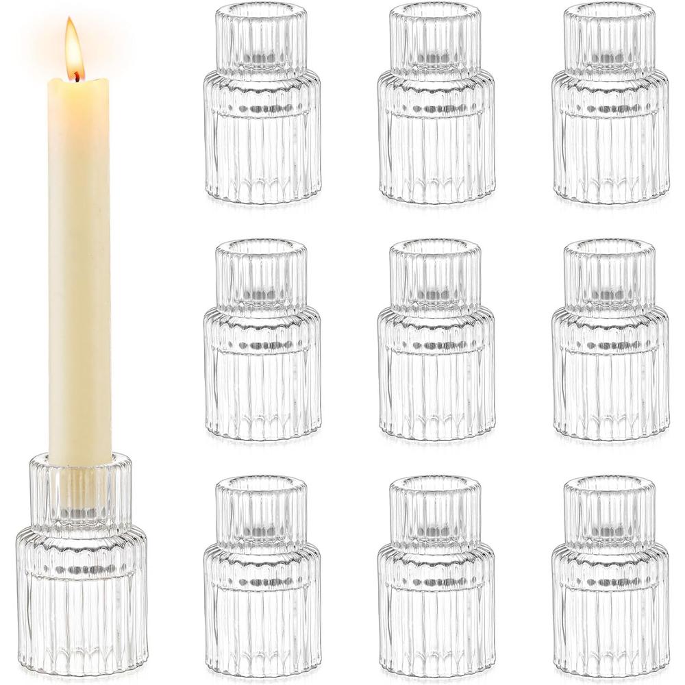 

Glass Candle Holder for Candlestick Clear Small Tapered Candle Holder Wedding Decor Table Centerpiece Bulk for Candle Stick 3pcs
