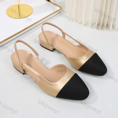 Women Pumps Large Size Fashion Color Blocked Comfortable Soft Slingbacks High Heel Sandals Elegant Versatile Dress Party Shoes