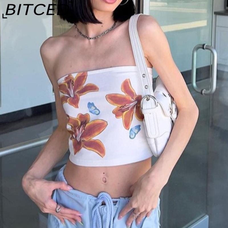 BITCED Summer Women's Streetwear Floral Print Sensual Crop-Top Bustier