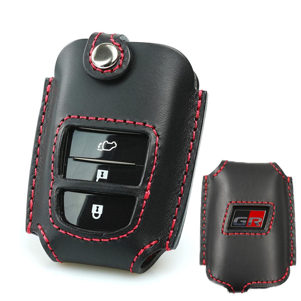 Genuine Leather Smart Key Case for Toyota 80 New Land 90 Yaris Yaris New and GranAce GR Window Holes [Kecha-ya] Series, Harrier, Cruiser, 300, 200,