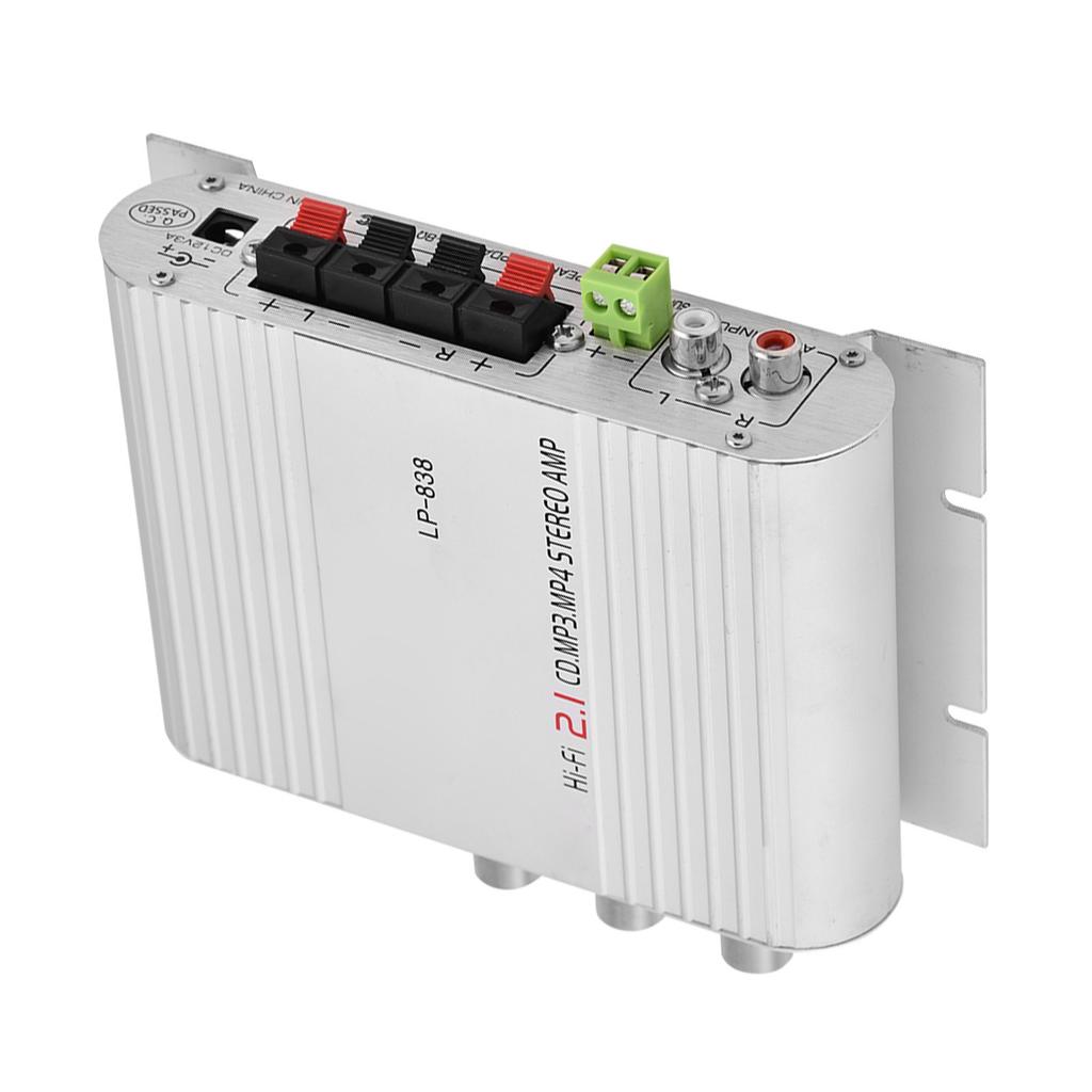 Mini HiFi 2.1 Stereo Bass Auto Car Home O Power Amplifier Digital Amp Silver