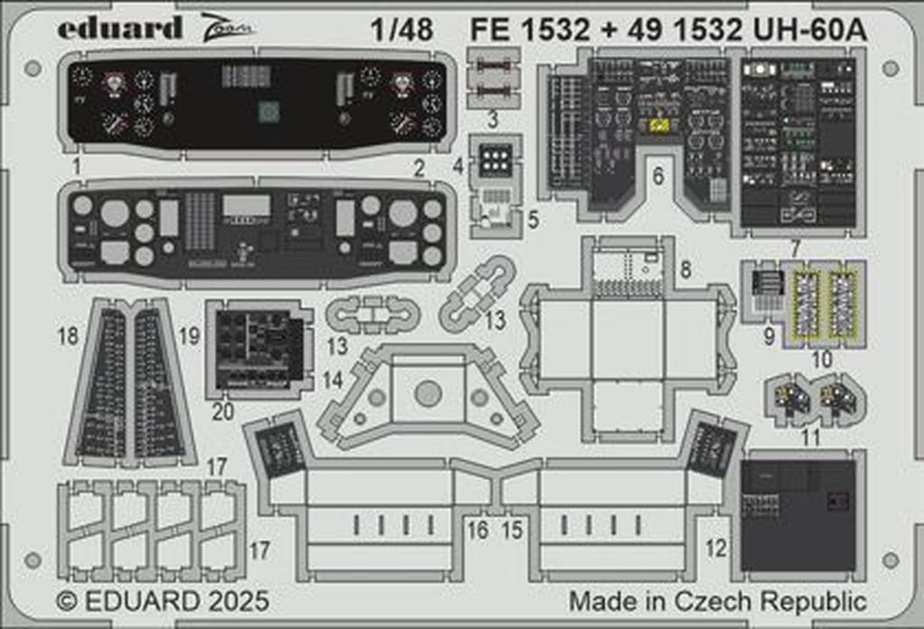 Eduard Etching Parts Plastic Model Parts EDU491532 1/48 UH-60A (for ICM) (Airplane)
