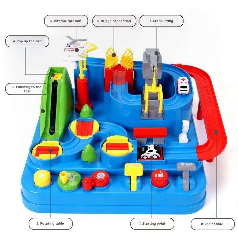Car Adventure Little Train Track Parking Lot Inertial Sliding Children's Educational Toys For Kids'  Birthday Gifts
