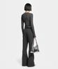 Milkeuaeswiaendeudolseu Ribbed Pocket Flare Pants - Pigment Black
