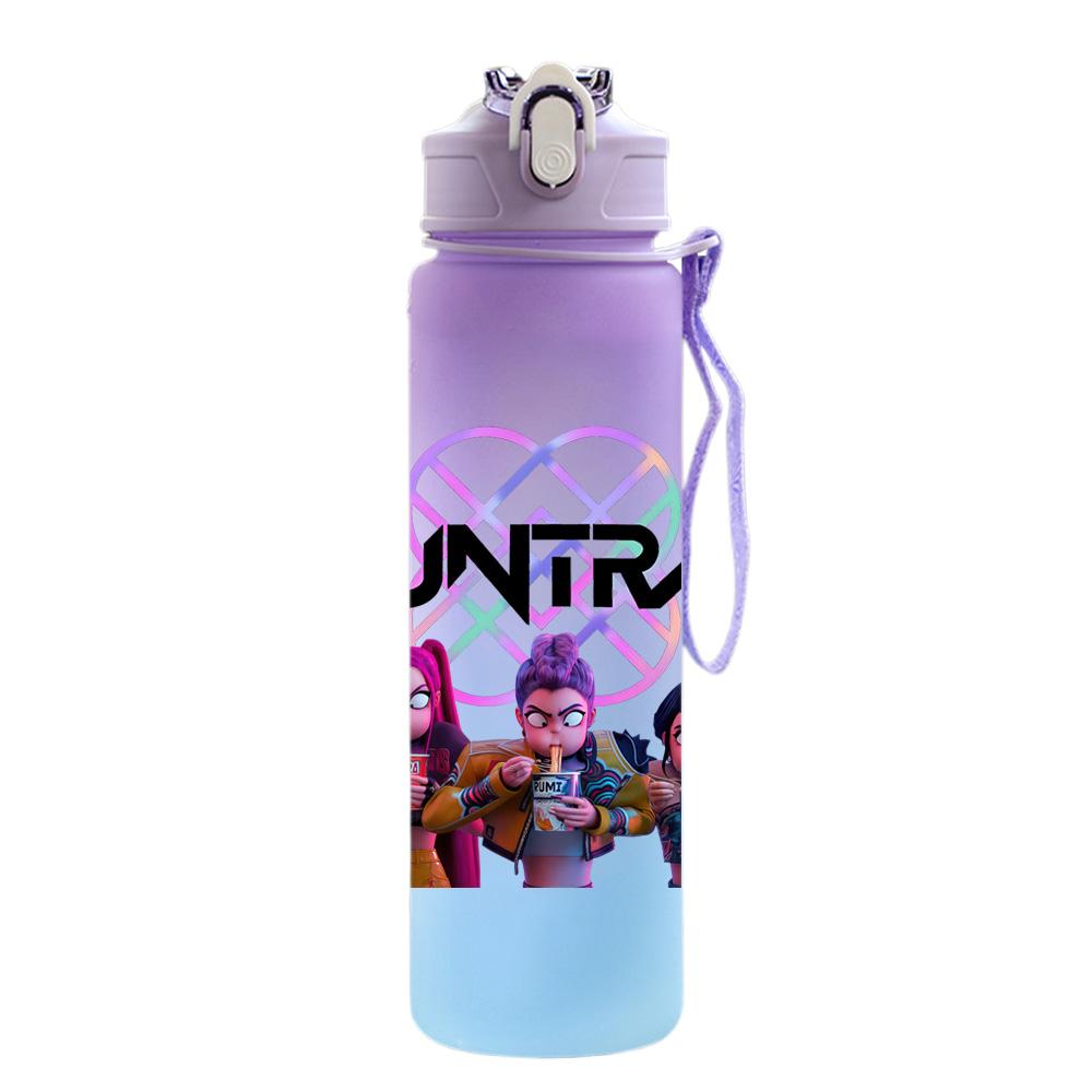 750Ml Water Bottle Cartoon K-Pop Demon Hunters Printed Large Capacity Drinking Cup Portable Outdoor Sports Water Cup Children Kid Gift