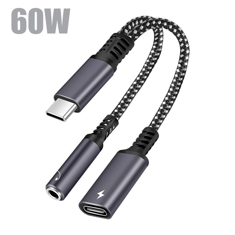 2 In 1 USB Type C To 3.5mm Headphone Jack Cable Converter Type C Charge Audio Aux OTG Adaptor for Samsung S22 S24 Xiaomi Huawei