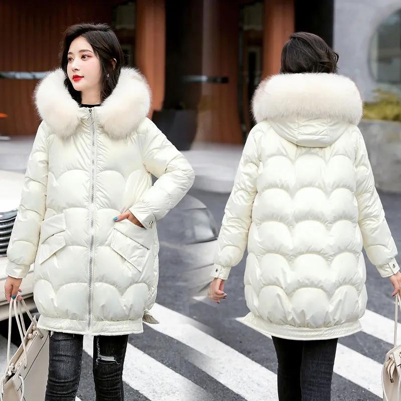 Women Winter Jacket Parkas Fashion Fur Collar Hooded Thick Warm Parkas Casual Female Long Snow Wear Coat Outwear