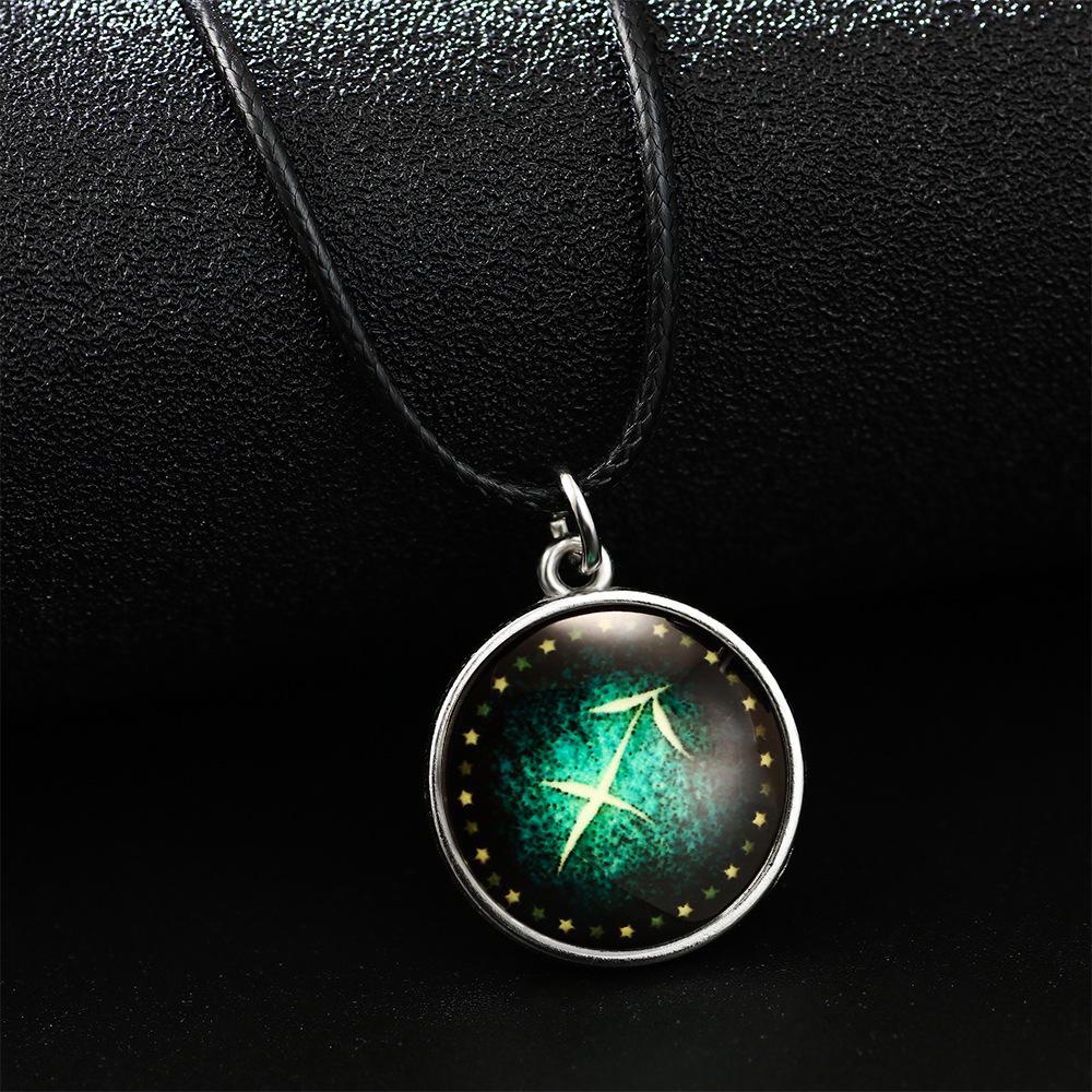Twelve Constellations Luminous Glass Pendant Necklace - Personalized Fluorescent Student Jewelry