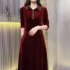 2026 Spring Long Sleeve Slimming Mid-Length Solid Color Dress