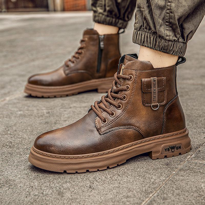 Retro Leather Martin Boots British Style Retro Wear-resistant Leather Shoes Live Broadcast Explosion Help Boots Men's Shoes