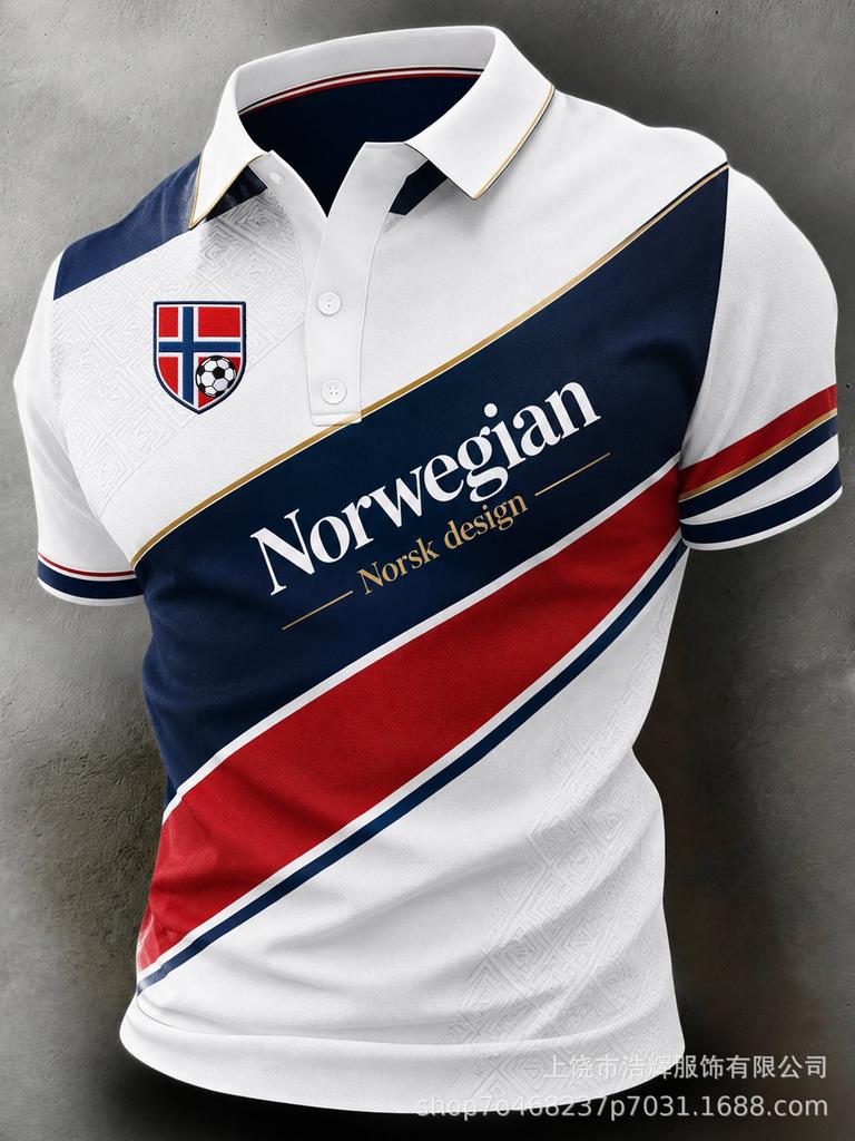 New 3D Printed Men's Retro Fashion Casual Summer Lapel Polo Shirt Top