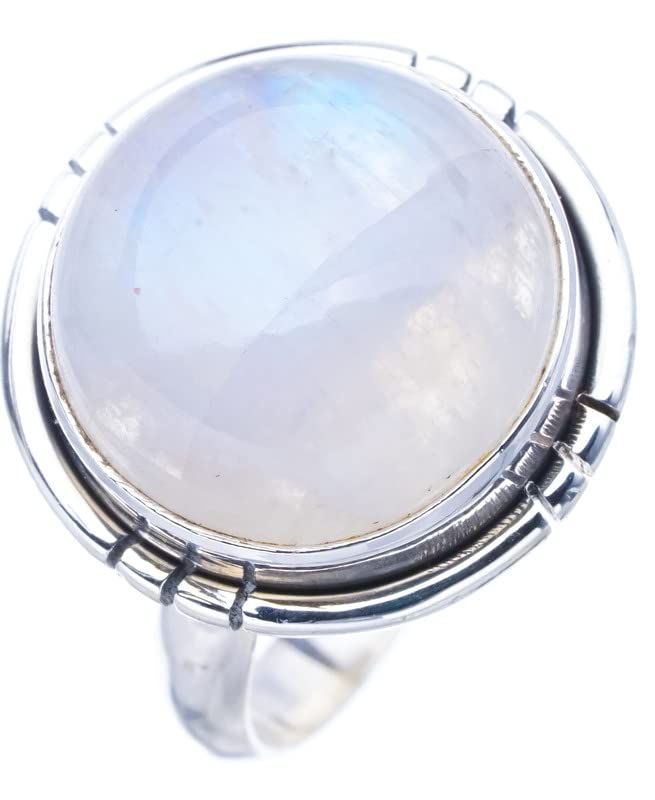 

StarGems® Natural Moonstone Handmade 925 Sterling Silver Ring 5 F0657