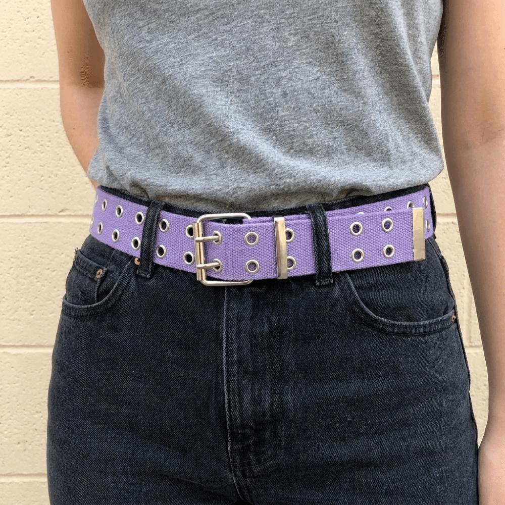 Solid Color Canvas Waist Belt Double Row Woven Belts Versatile Men's Belt  Jeans Wear