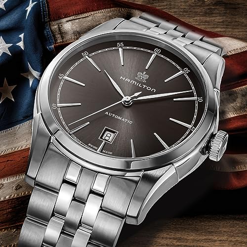 Hamilton American Classic Spirit of Liberty Watch, Gray Dial, Stainless Steel, Sapphire Crystal, Automatic, 5 ATM Water Resistance, 41mm, Swiss Made,
