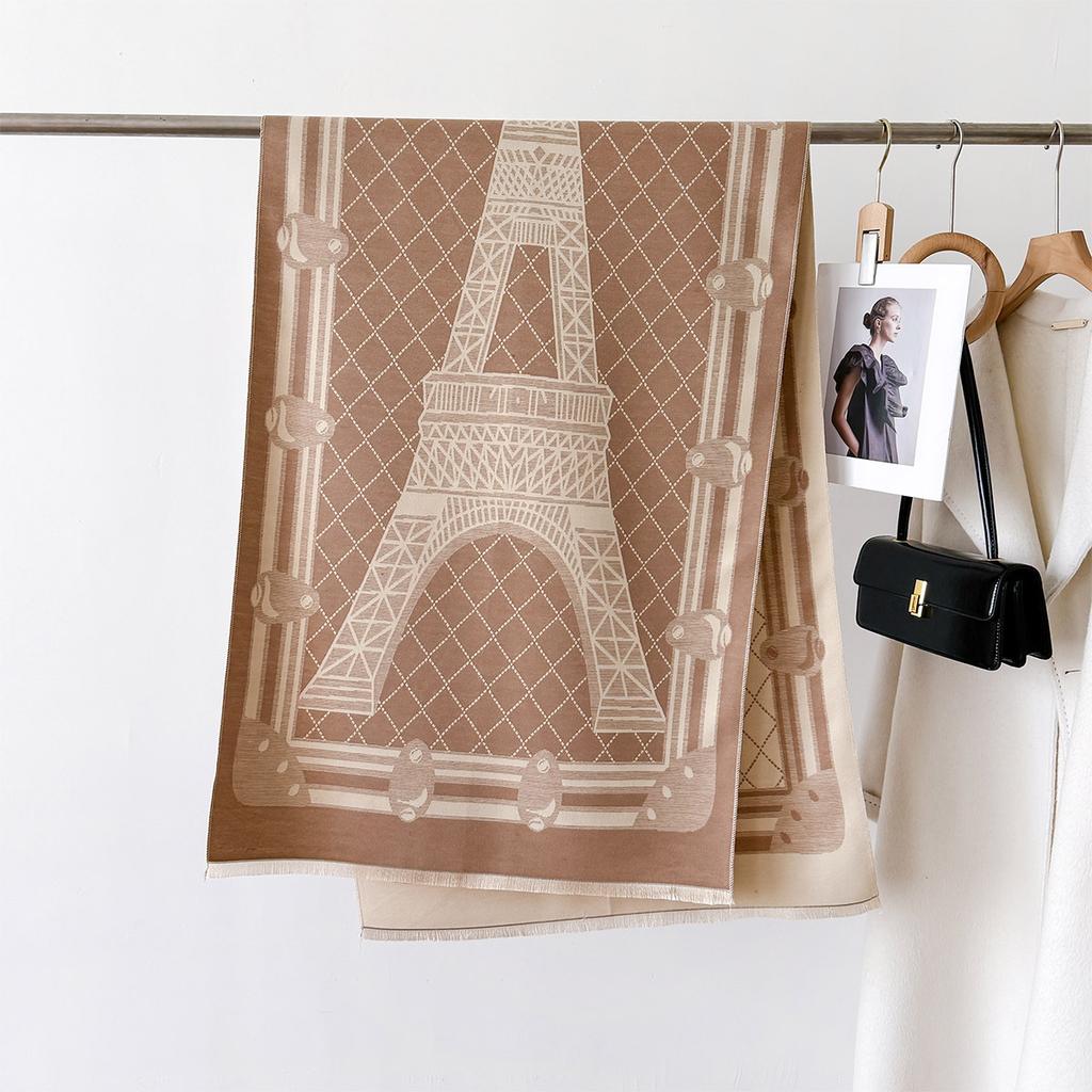Autumn And Winter Retro Style Warm Scarf Shawl Classic Landscape Letter Printing Decorative Scarf Imitation Cashmere Large Shawl