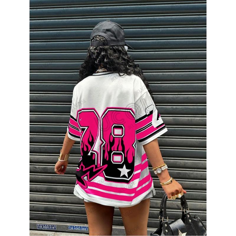 Women's T-Shirt Floral Pattern Printing Paisley Bohemian Style Retro Fashion Tees V-Neck Oversized Ladies Summer Clothing